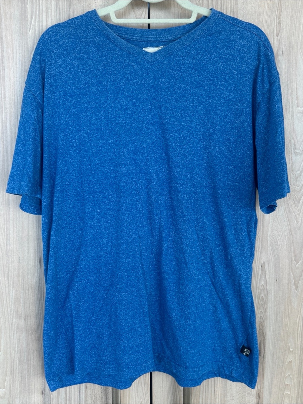 Ferruche Mens M Blue Heather VNeck Cotton T Shirt Short Sleeve Casual